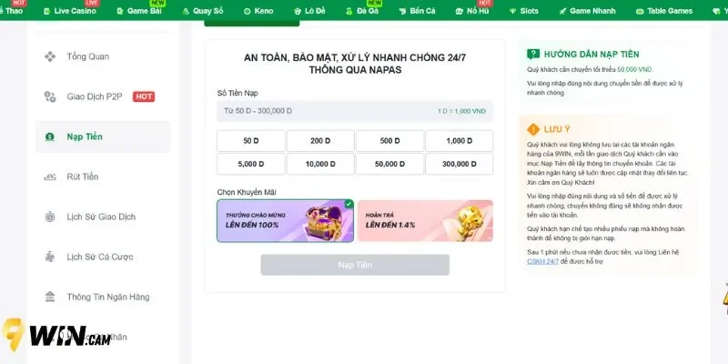 Cách nạp tiền chính xác tại 9Win rất quan trọng đến quyền lợi
