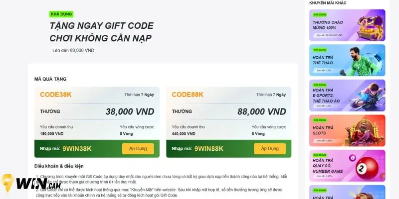 Ưu đãi dịp sự kiện đặc biệt tại 9Win cực hấp dẫn